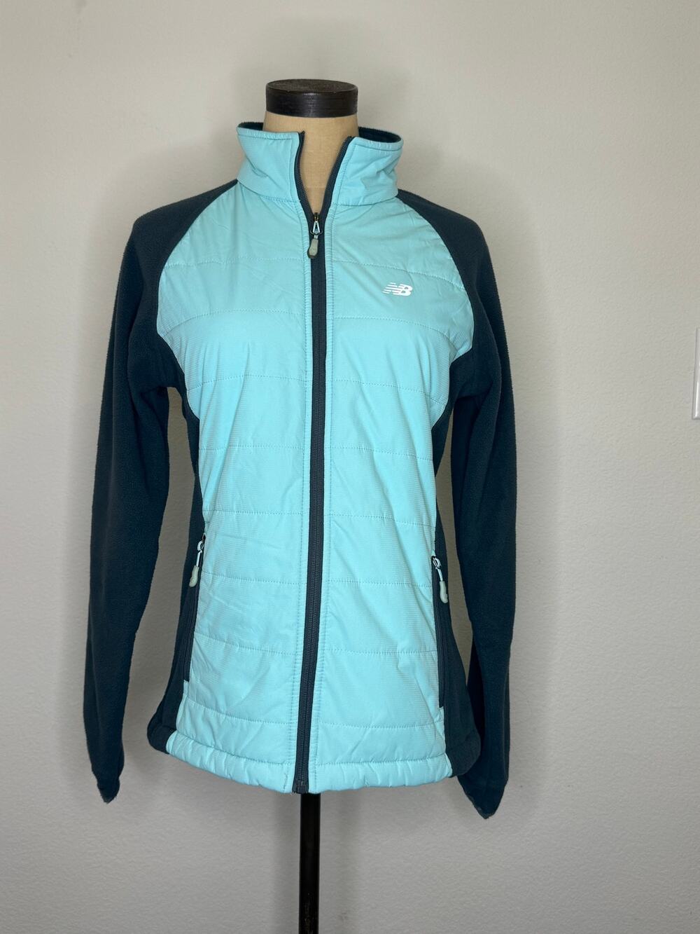 New Balance Hybrid Quilted Fleece Full Zip Jacket Coat Mint Women size S